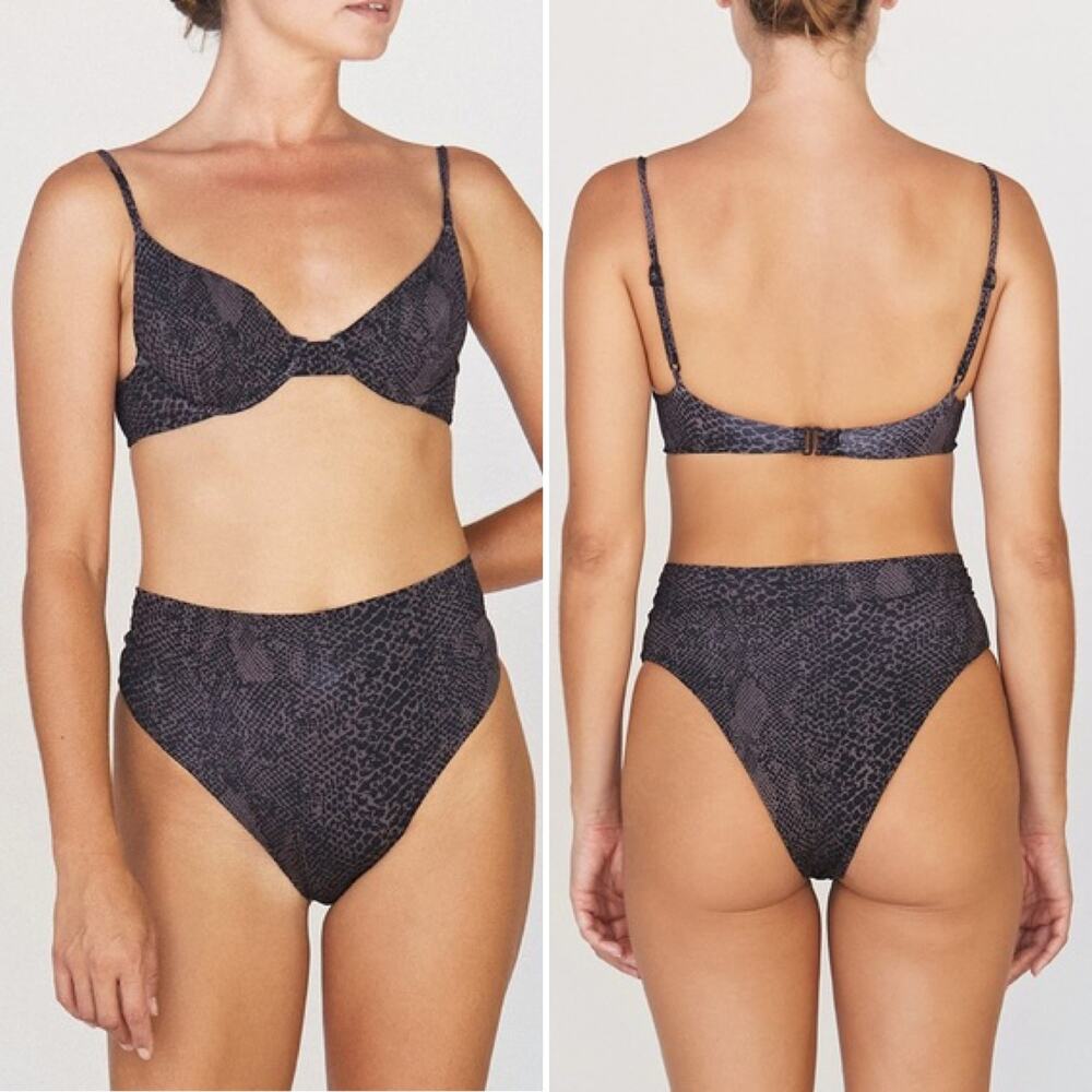 Acacia Swimwear Black Snake G-Land Lining Panties Size L NEW